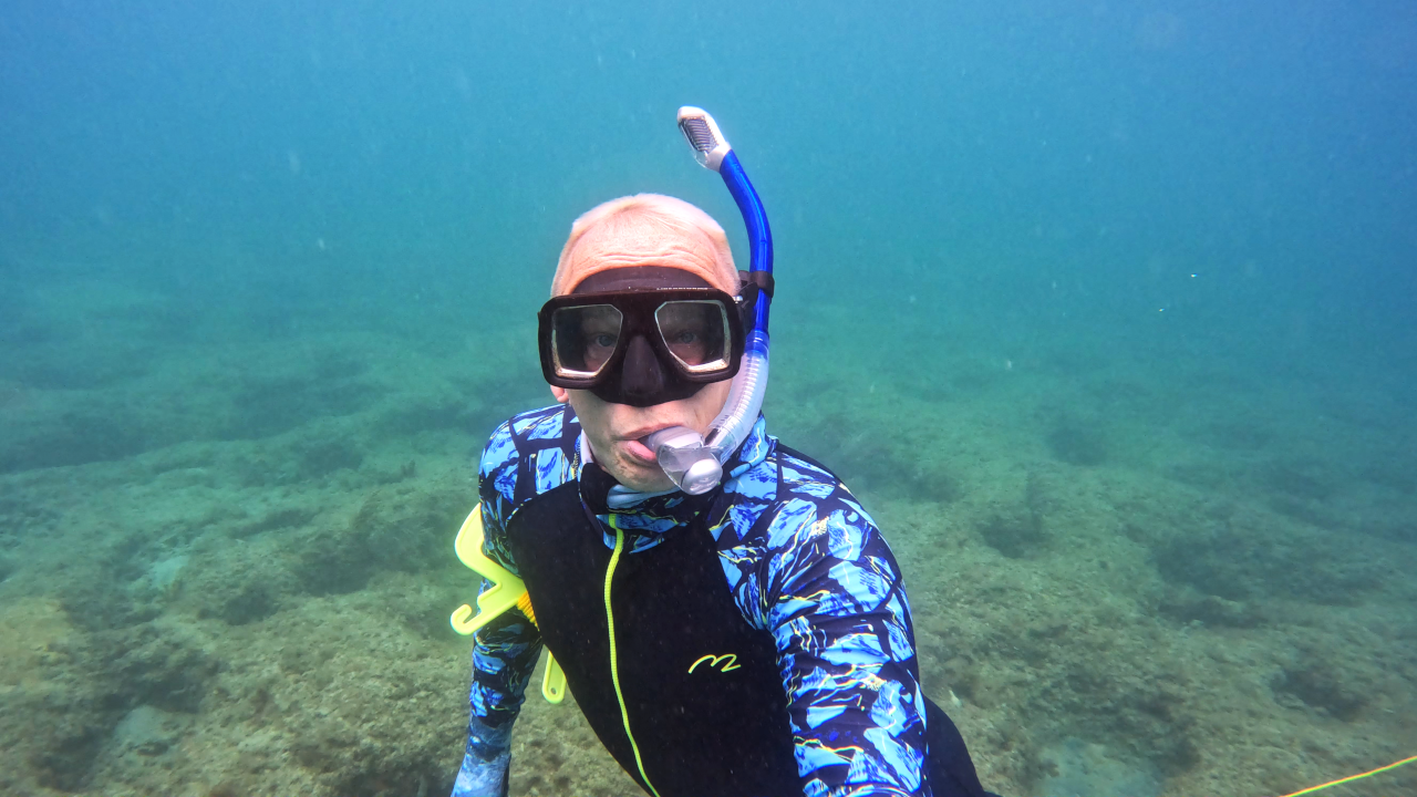 Snorkeling Pompano Beach Florida in about 15 feet of water
